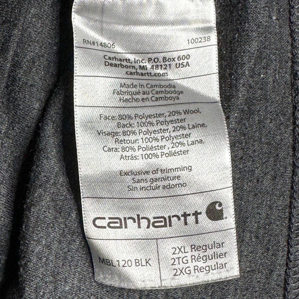 Carhartt Force Quarter Zip Pullover Mens 2XL Charcoal Gray Wool Blend MBL120 BLK - Picture 4 of 8